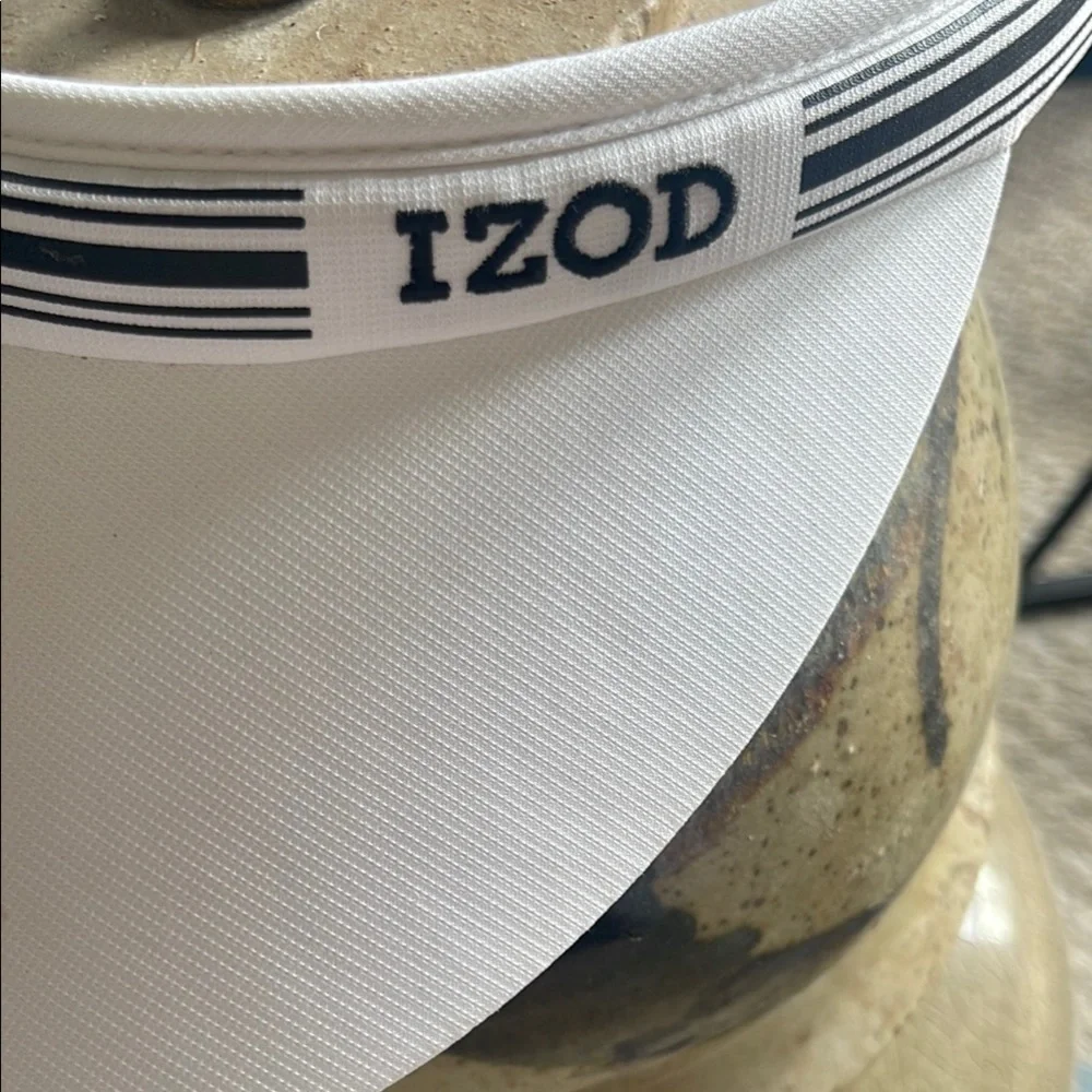 IZOD White Golf Visor with Navy Stripes - Picture 3 of 4